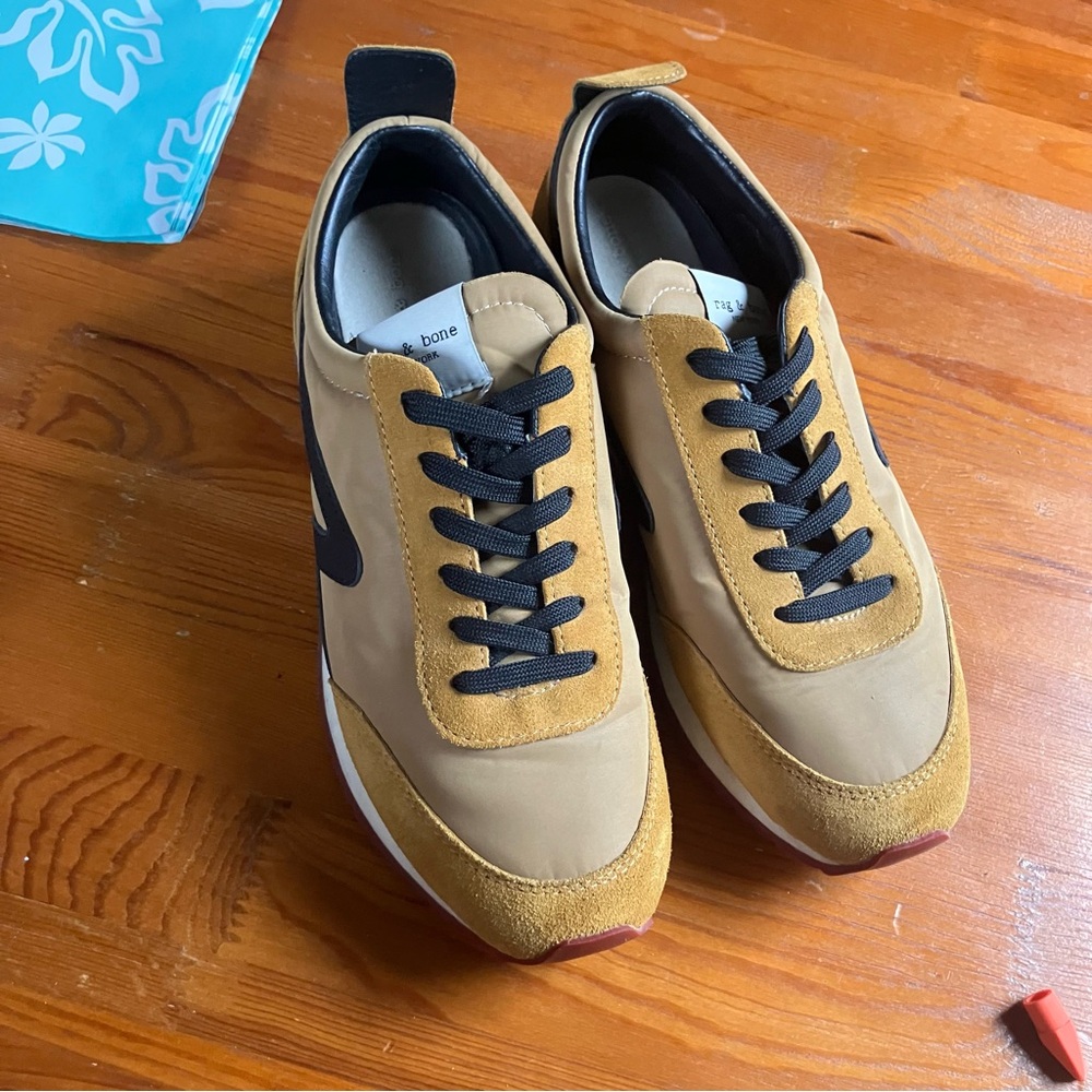 rag & bone retro running shoes in mustard black and tan EU Size 38